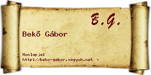 Bekő Gábor névjegykártya